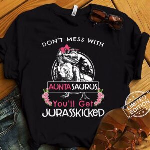 funny auntasaurus t rex shirt for aunt, cool dinosaur gift tee