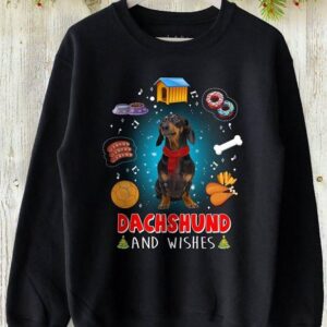 Cute festive dachshund christmas shirt for dog lovers holiday outfit.