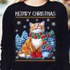 Cute Meowy Christmas Cat Shirt for holiday parties and festive outfits.