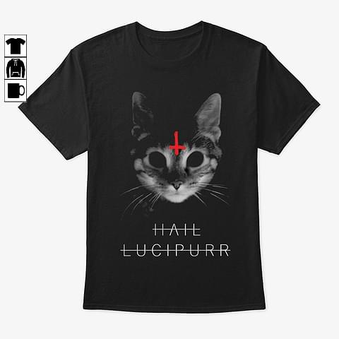 Black Eyes Cat Hail Lucifer Shirt - TeePython