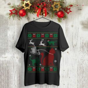 Santa Claus Xmas Car Cats Petting Shirt