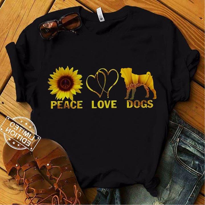 Download Sunflower Background Peace Love Dogs Shirt - TeePython