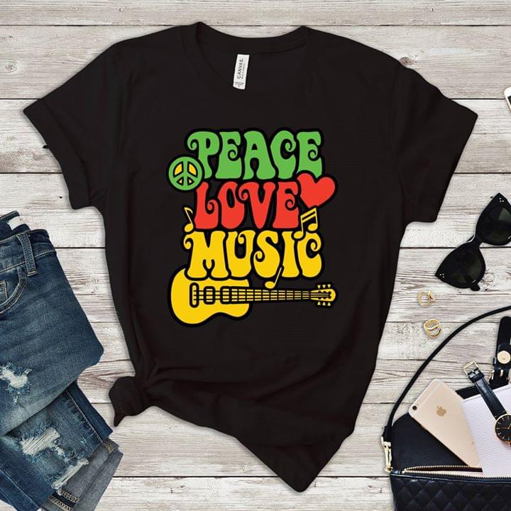Guitar Peace Love Music Shirt - TeePython