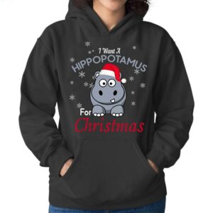 I Want A Hippopotamus For Cute Hippo Under Snow Christmas Shirt