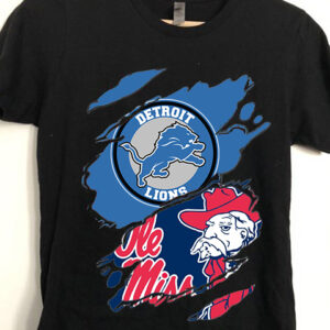 Detroit Lions And Ole Miss Rebels Wild Claws Attack Style T-Shirt Sweatshirt Hoodie