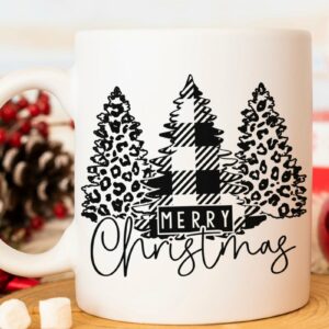 Merry Christmas Pattern Trees White Mug