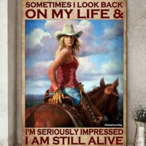 American Girl Cowboys Sometimes I Look Back On My Life Canvas Poster