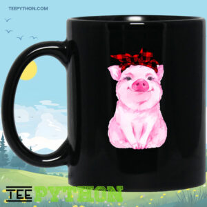 Cute Pink Pig Girl Coffee Tea Black Mug