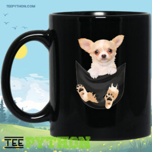 Fake Pocket Chihuahua Puppy Dog On Coffee Tea Mug
