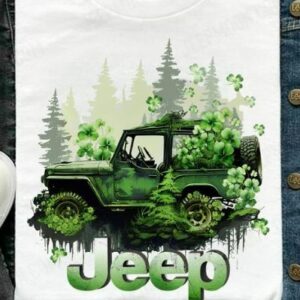 Old Jeep In The Forest And Lucky Leaf Fan Art Shirt