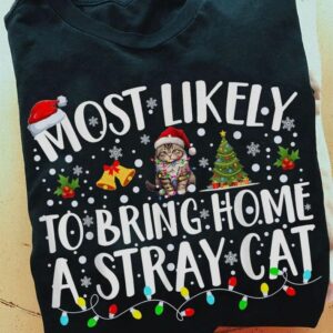 Christmas Cat Shirt, Most Likely To Bring Home A Stray Cat