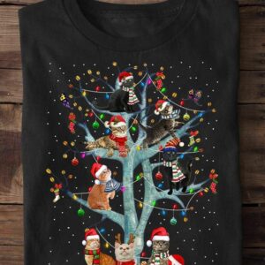 Christmas Cute Cats On The Winter Tree Shirt