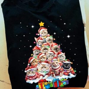 Cute All Cats Shaped Christmas Tree Shirt