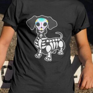 Skeleton Dachshund Halloween Shirt, Love Dog