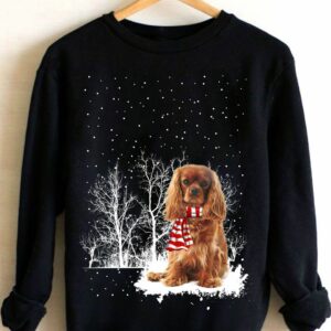 Winter Forest Cavalier Dog Lover Christmas Shirt