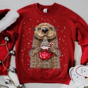 Cute Beaver And Hot Chocolate Cup, Christmas Shirt