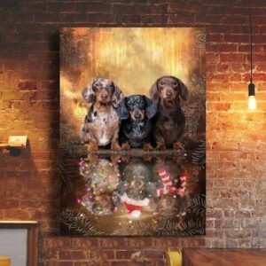 Team of Dachshund, Christmas Canvas Poster