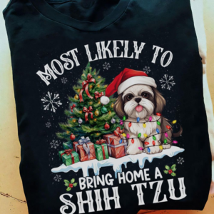 Most Likely To Bring Home A Shih Tzu, Xmas Dog Lover T-Shirt