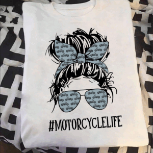 Women's motorcycle biker lady t-shirt with bold graphic design