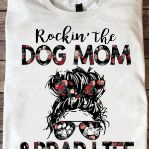 Women's dog mom biker t-shirt with brap life graphic design