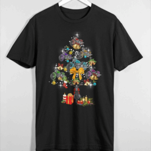 Santa leading his biker team on motorcycles, Christmas T-shirt design