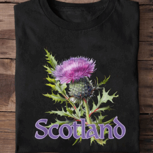 Vintage Scottish flower t-shirt with floral hometown heritage design.