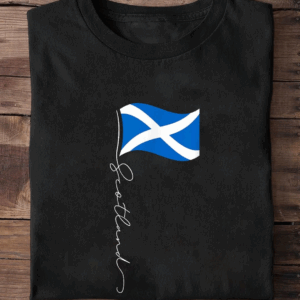 Scotland flag shirt with patriotic pole design and vintage hometown pride.